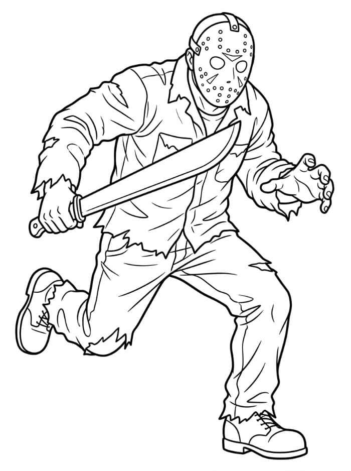 Jason Voorhees løber Tegninger til Farvelægning