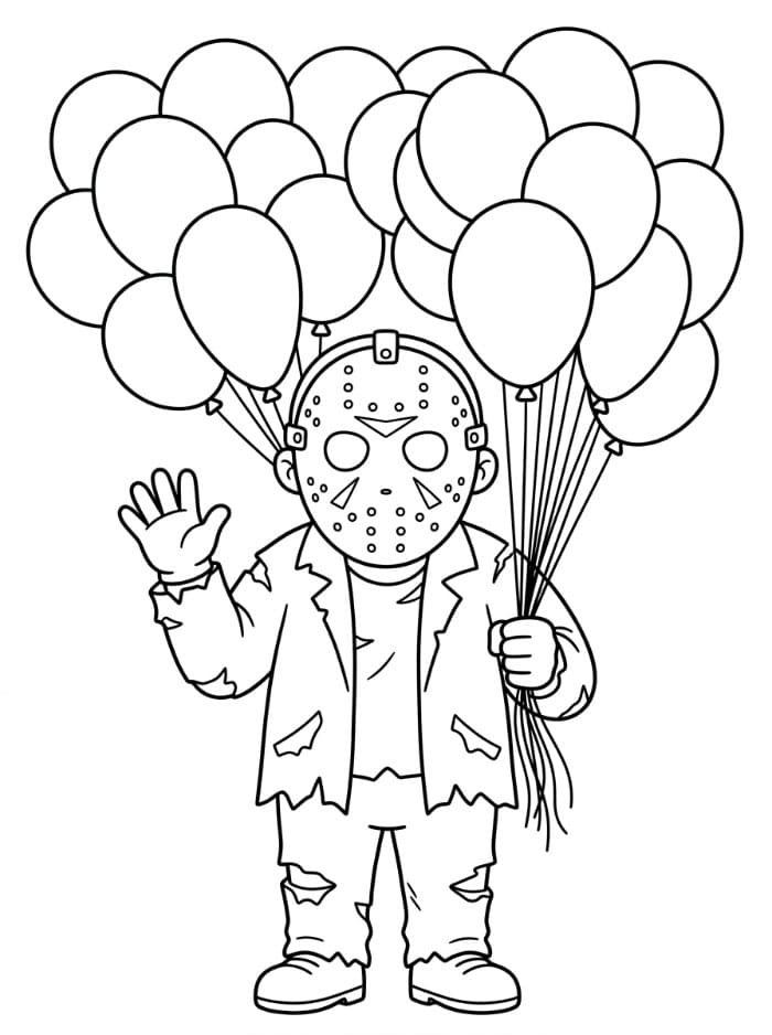 Jason Voorhees med balloner Tegninger til Farvelægning