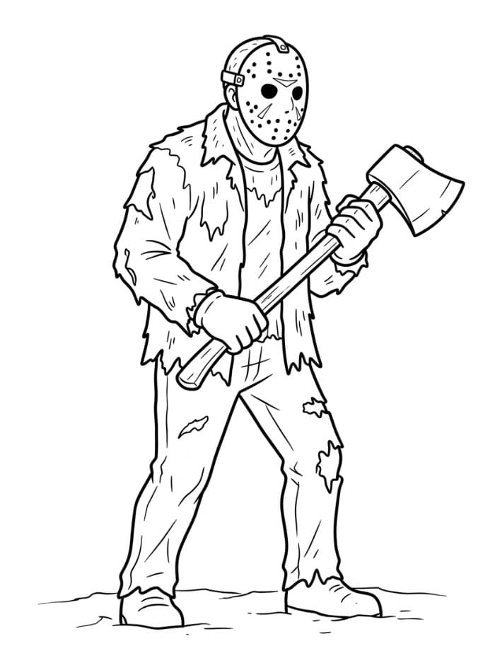 Jason Voorhees med en økse Tegninger til Farvelægning