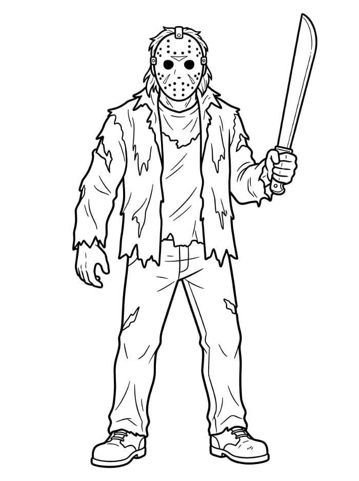 Jason Voorhees med machete Tegninger til Farvelægning