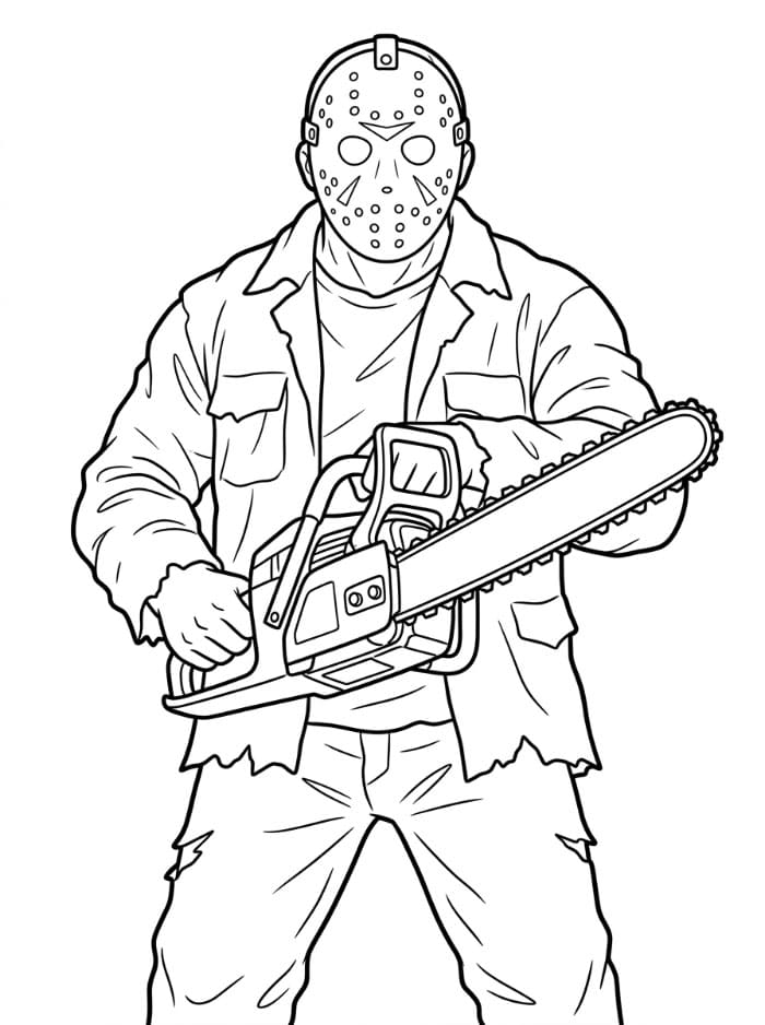 Jason Voorhees med motorsav Tegninger til Farvelægning