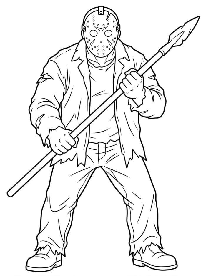 Jason Voorhees med spyd Tegninger til Farvelægning