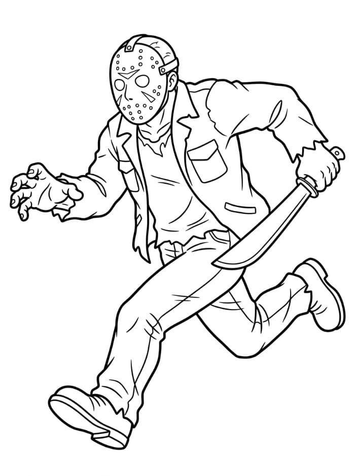 Jason Voorhees på jagt Tegninger til Farvelægning