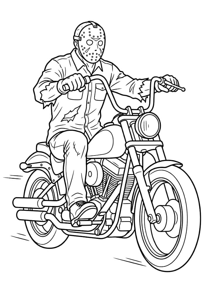 Jason Voorhees på motorcykel Tegninger til Farvelægning