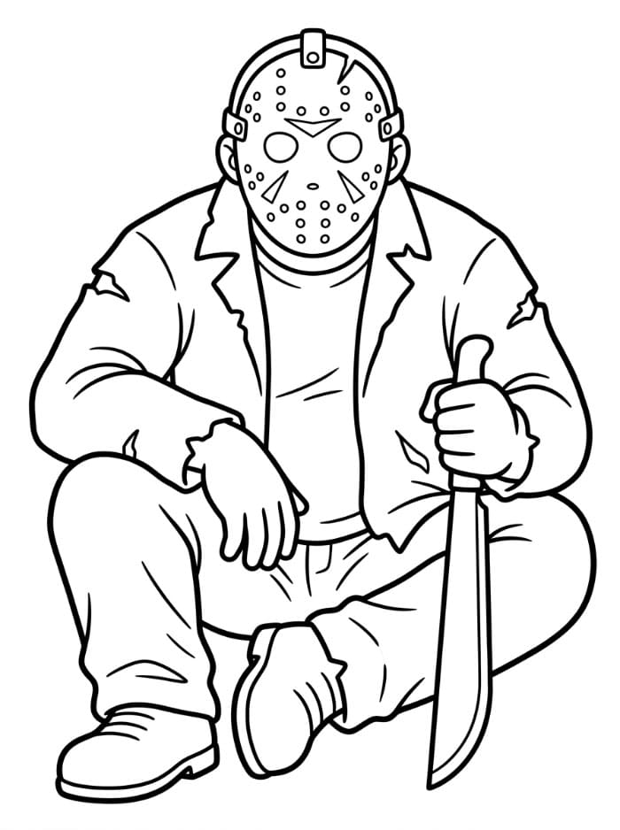 Jason Voorhees sidder Tegninger til Farvelægning