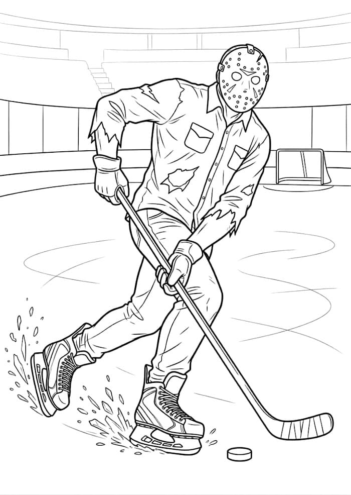 Jason Voorhees spiller ishockey Tegninger til Farvelægning