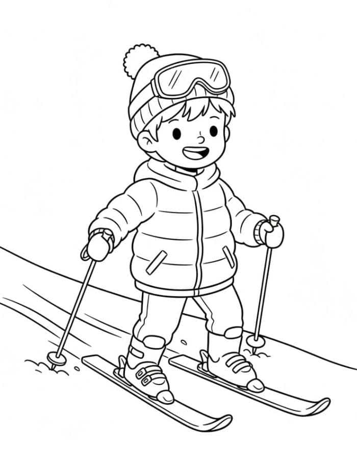 Lære at stå på ski Tegninger til Farvelægning