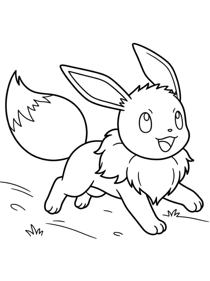 Løbende Eevee Tegninger til Farvelægning