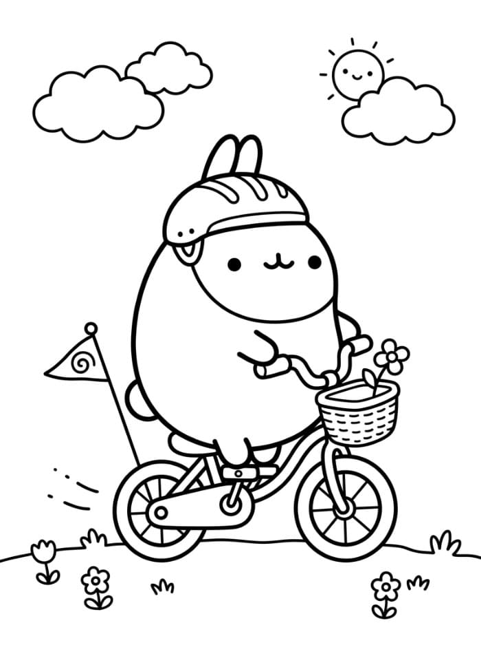 Molang er på cykel Tegninger til Farvelægning