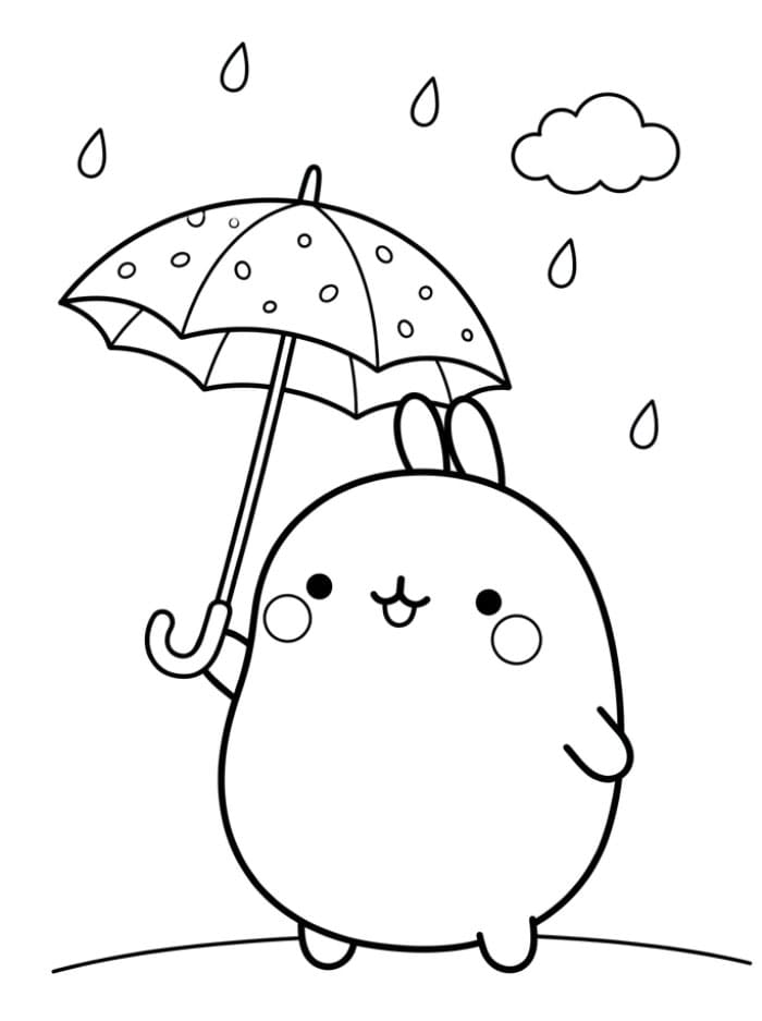 Molang hold paraply Tegninger til Farvelægning