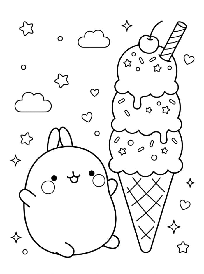 Molang og is Tegninger til Farvelægning