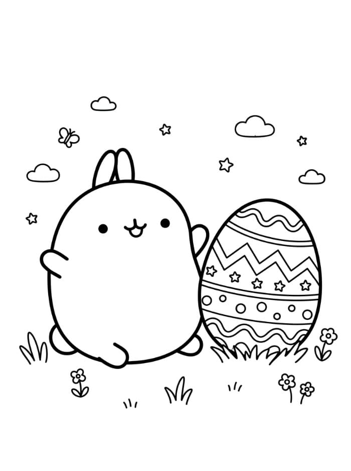 Molang og påskeæg Tegninger til Farvelægning