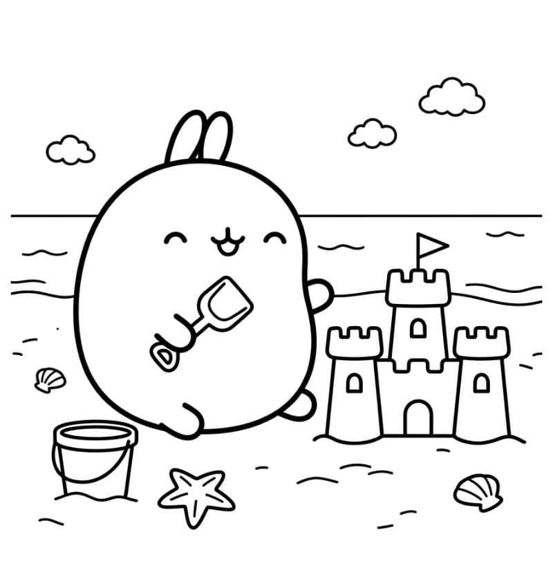 Molang og sandslot Tegninger til Farvelægning