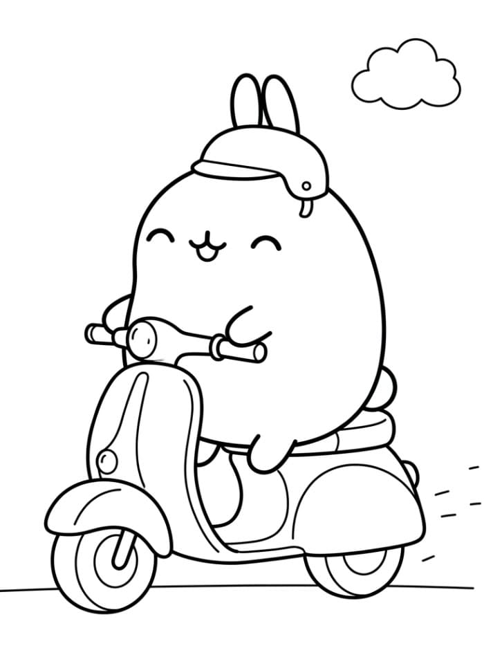 Molang på scooter Tegninger til Farvelægning