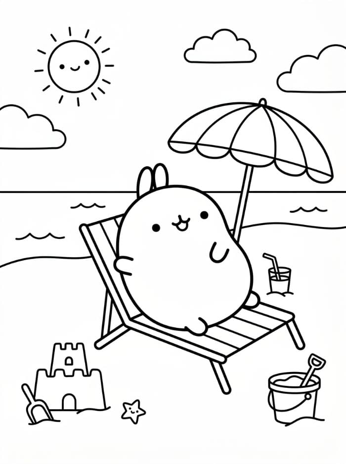 Molang på strandstol Tegninger til Farvelægning