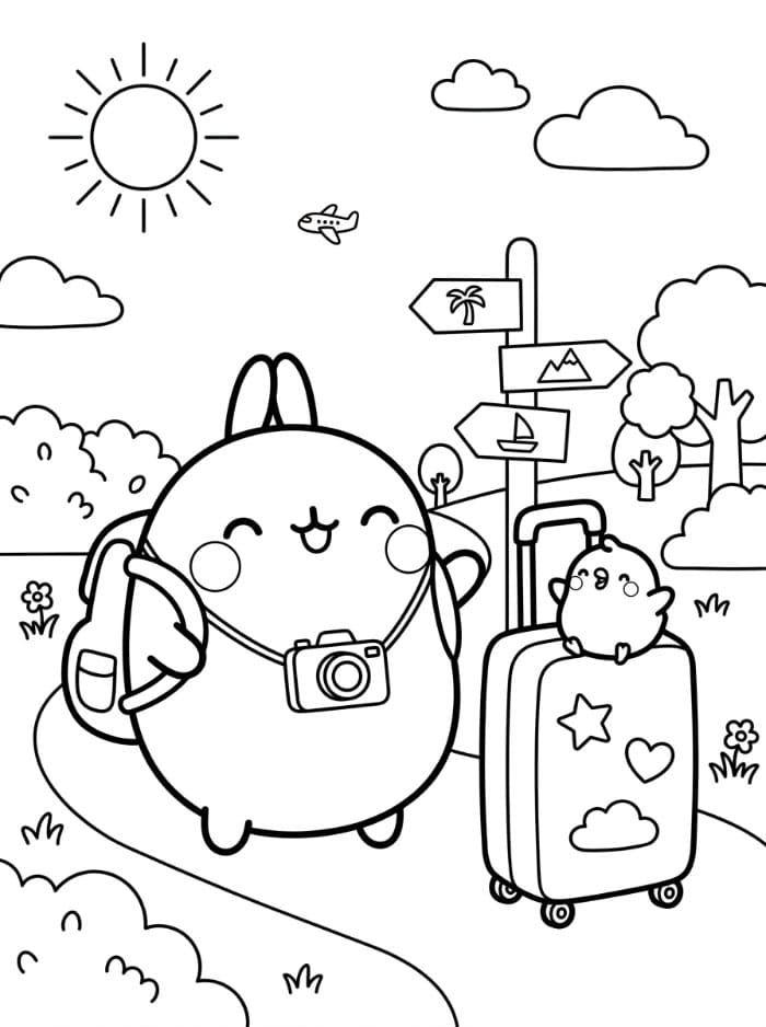 Molang rejser Tegninger til Farvelægning