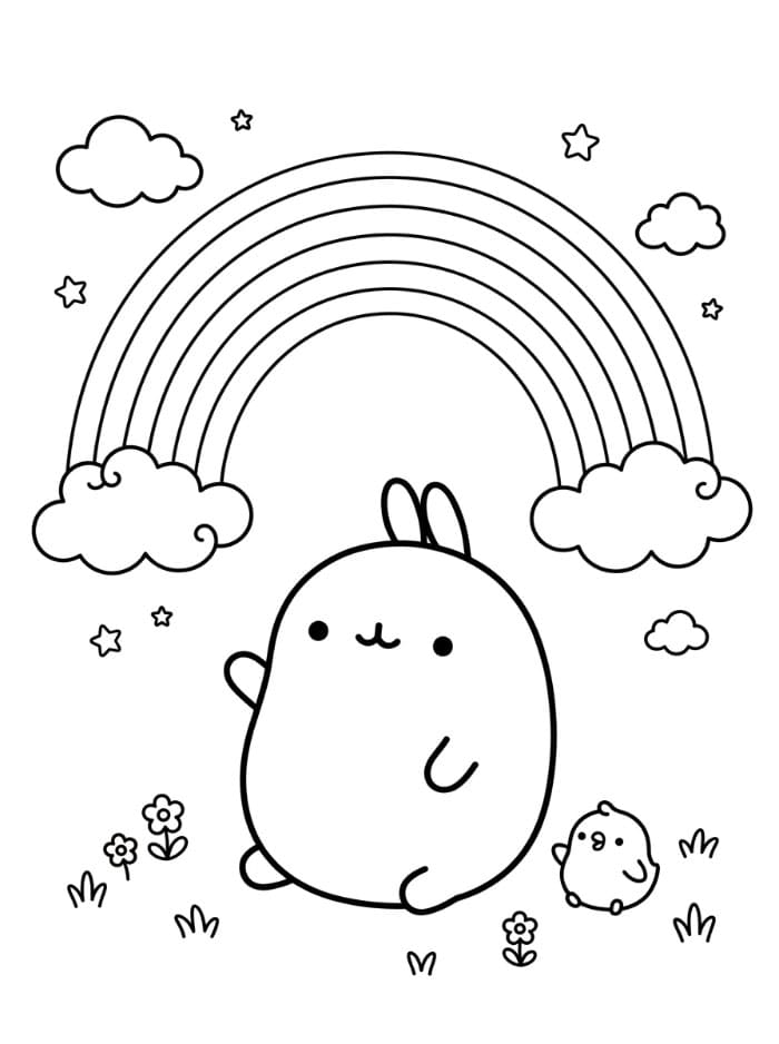 Molang under regnbuen Tegninger til Farvelægning