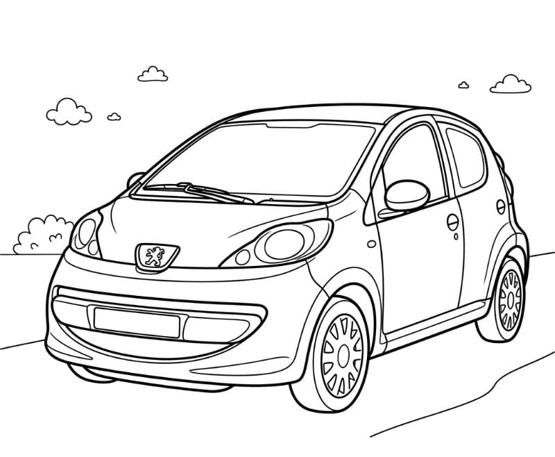 Peugeot 107 bil Tegninger til Farvelægning