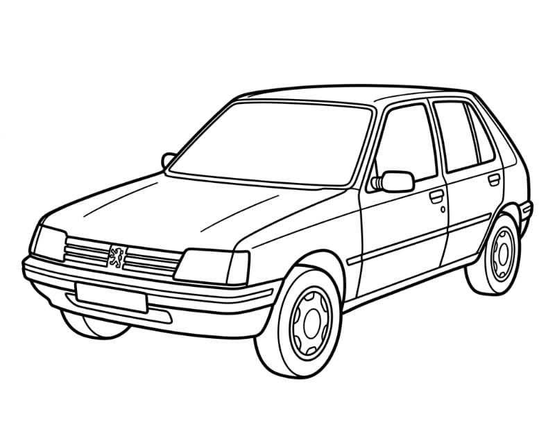 Peugeot 205 Tegninger til Farvelægning