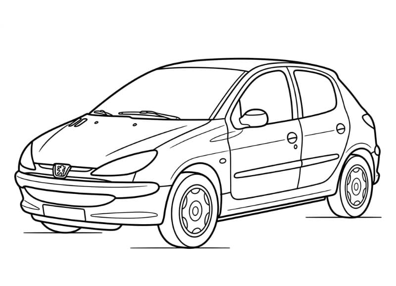 Peugeot 206 Tegninger til Farvelægning