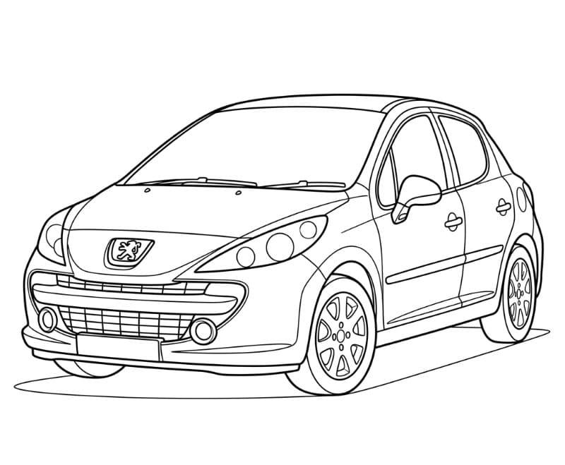 Peugeot 207 Tegninger til Farvelægning