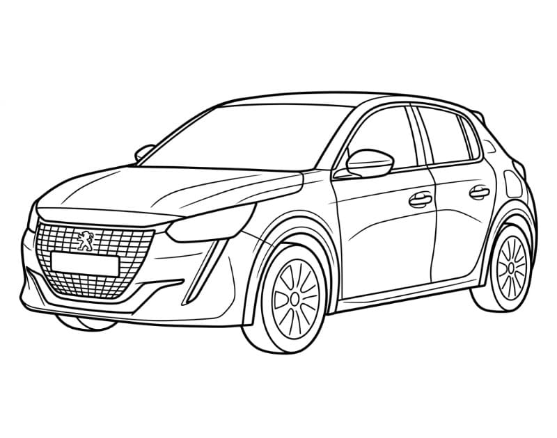 Peugeot 208 Tegninger til Farvelægning