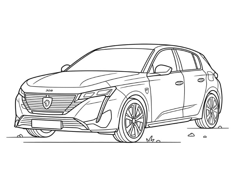 Peugeot 308 GT Tegninger til Farvelægning