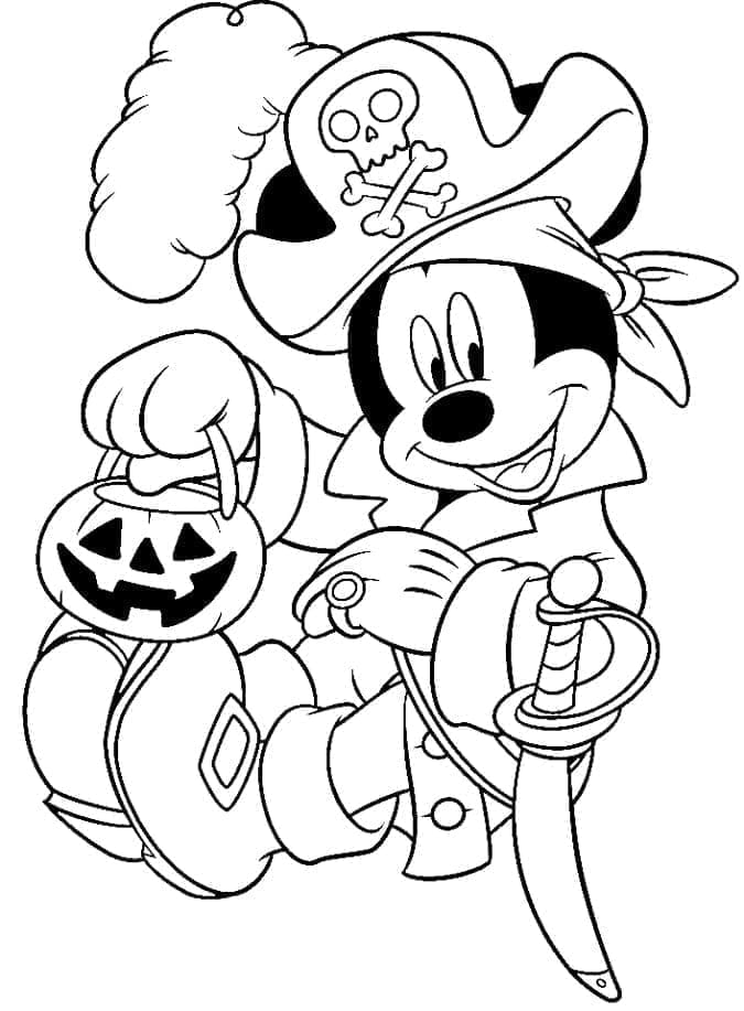 Pirat Mickey Disney Halloween Tegninger til Farvelægning