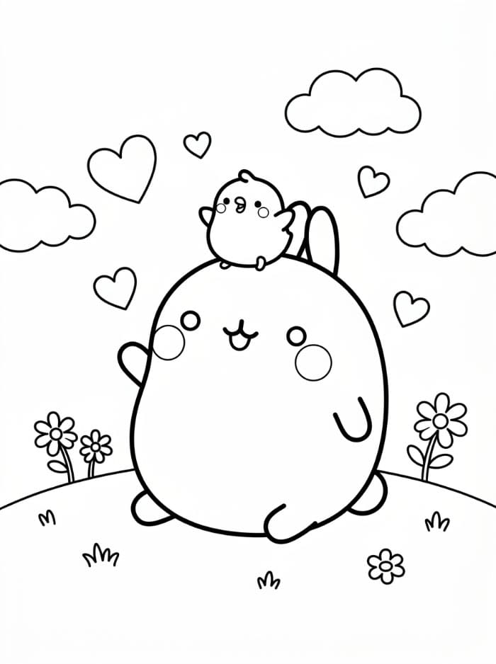 Piu Piu og Molang Tegninger til Farvelægning