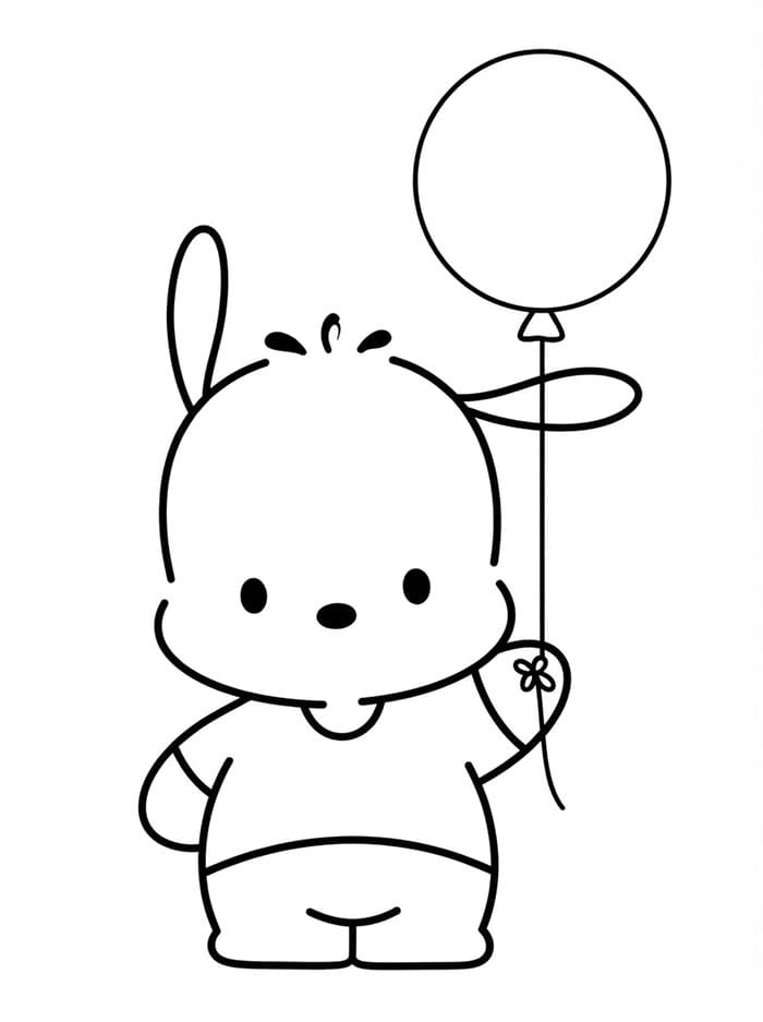 Pochacco holder en ballon Tegninger til Farvelægning