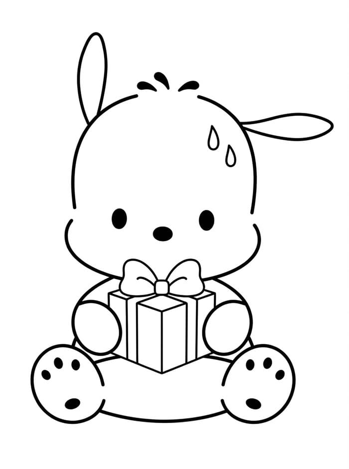 Pochacco holder en gave Tegninger til Farvelægning