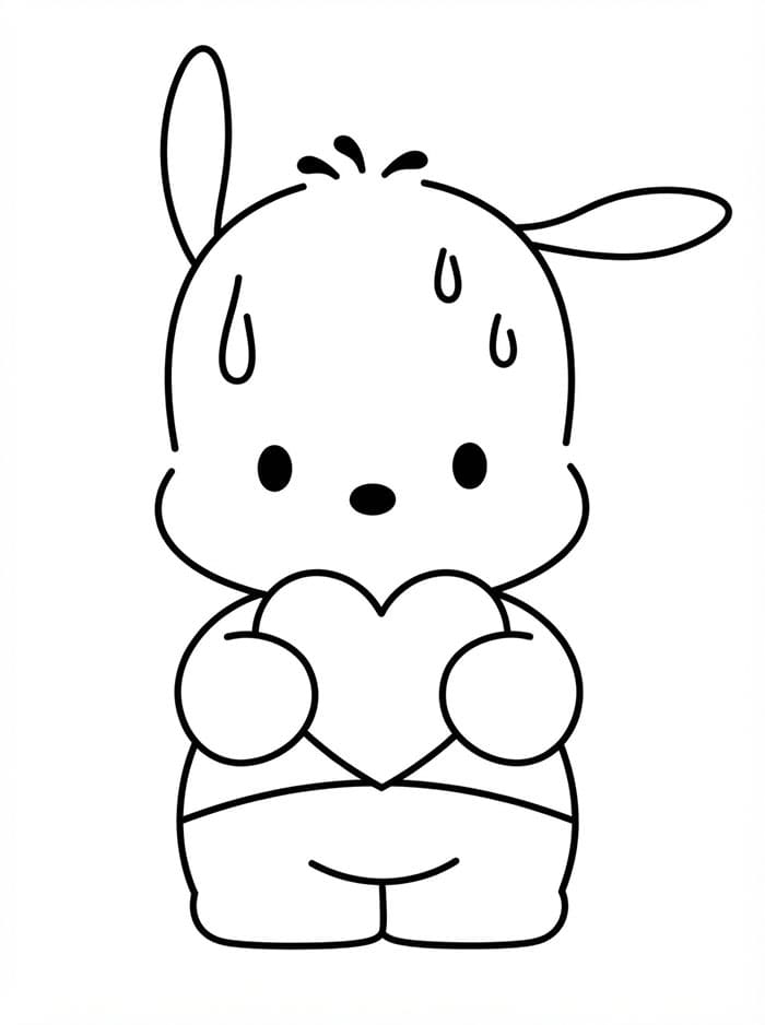 Pochacco holder et hjerte Tegninger til Farvelægning