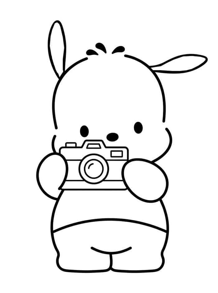 Pochacco holder et kamera Tegninger til Farvelægning
