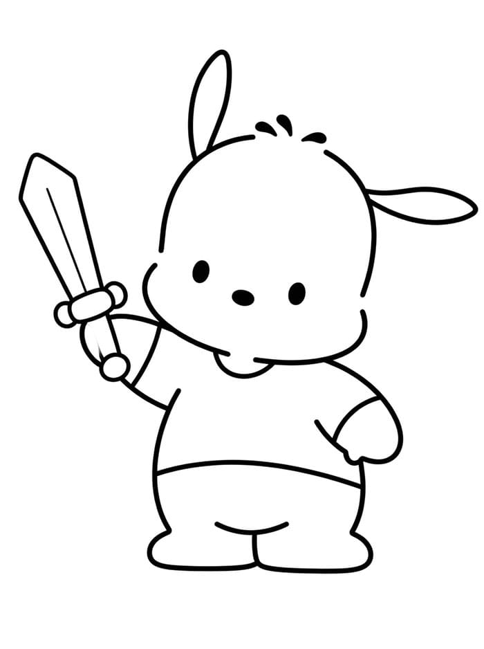 Pochacco holder et sværd Tegninger til Farvelægning