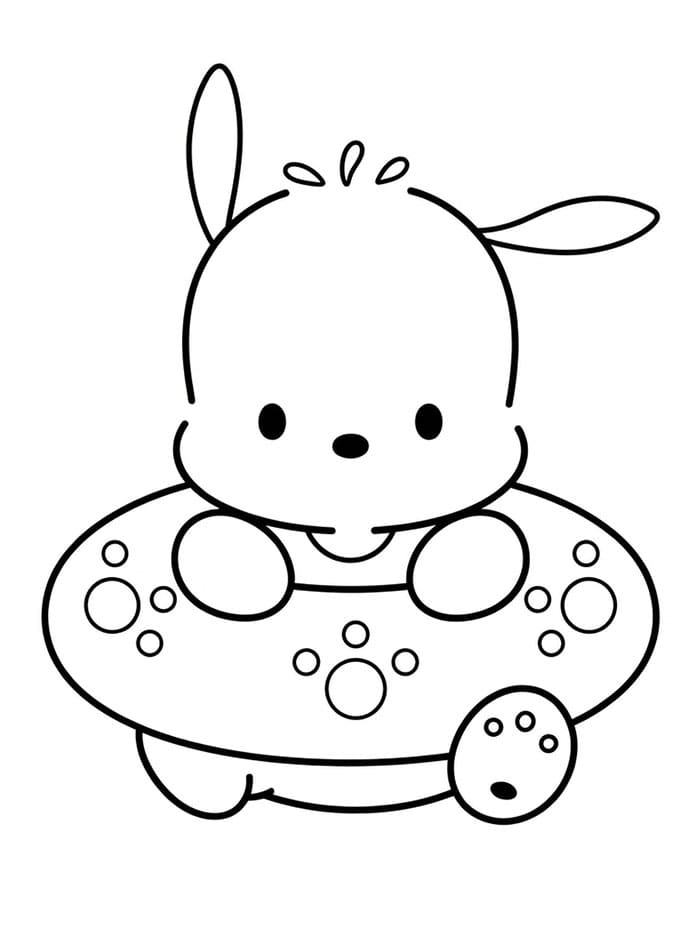 Pochacco og svømmeringen Tegninger til Farvelægning