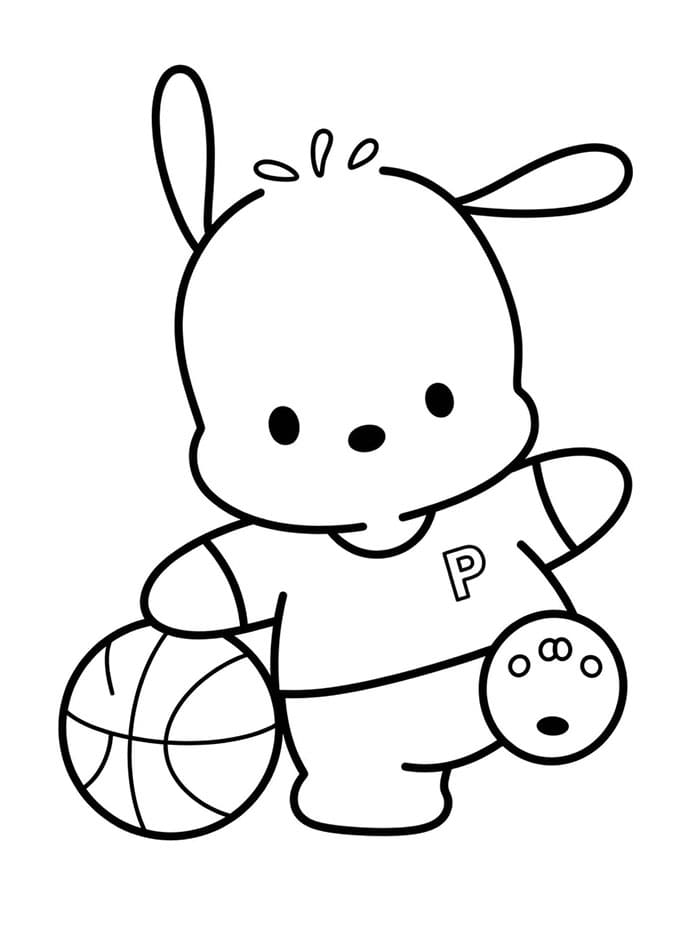 Pochacco spiller basketball Tegninger til Farvelægning