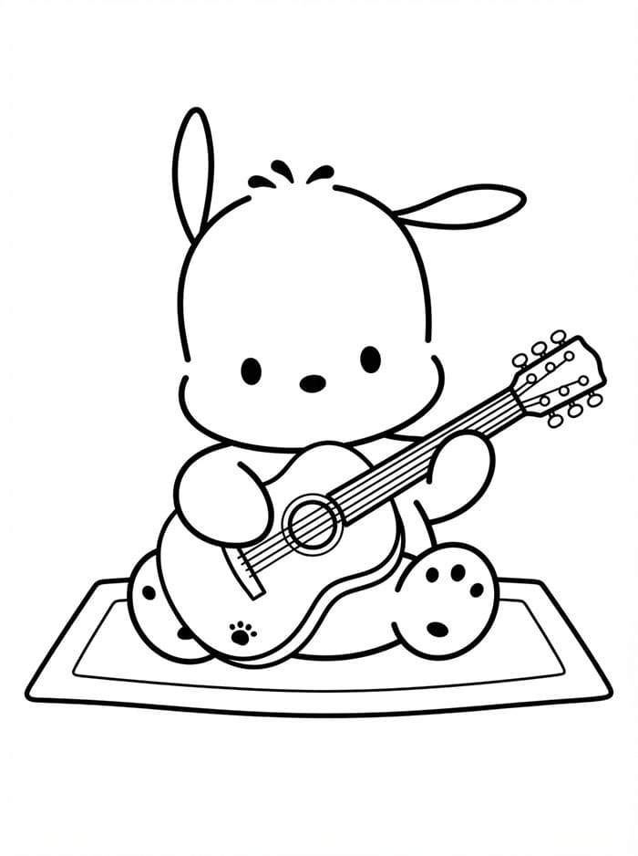 Pochacco spiller guitar Tegninger til Farvelægning