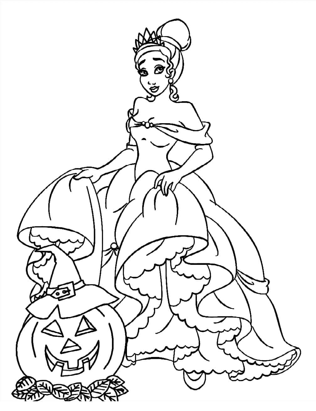 Prinsesse Tiana Disney Halloween Tegninger til Farvelægning