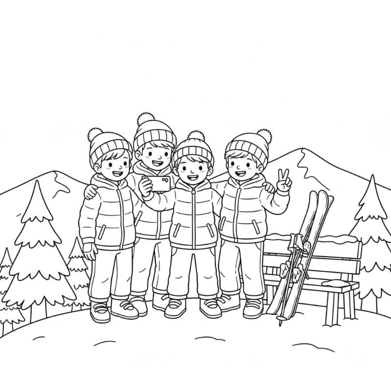 Skifotografering Tegninger til Farvelægning