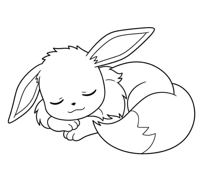 Sovende Eevee Tegninger til Farvelægning