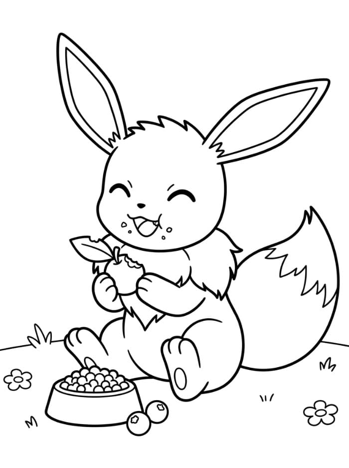 Spisende Eevee Tegninger til Farvelægning