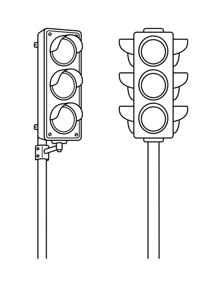 To enkle trafiklys Tegninger til Farvelægning