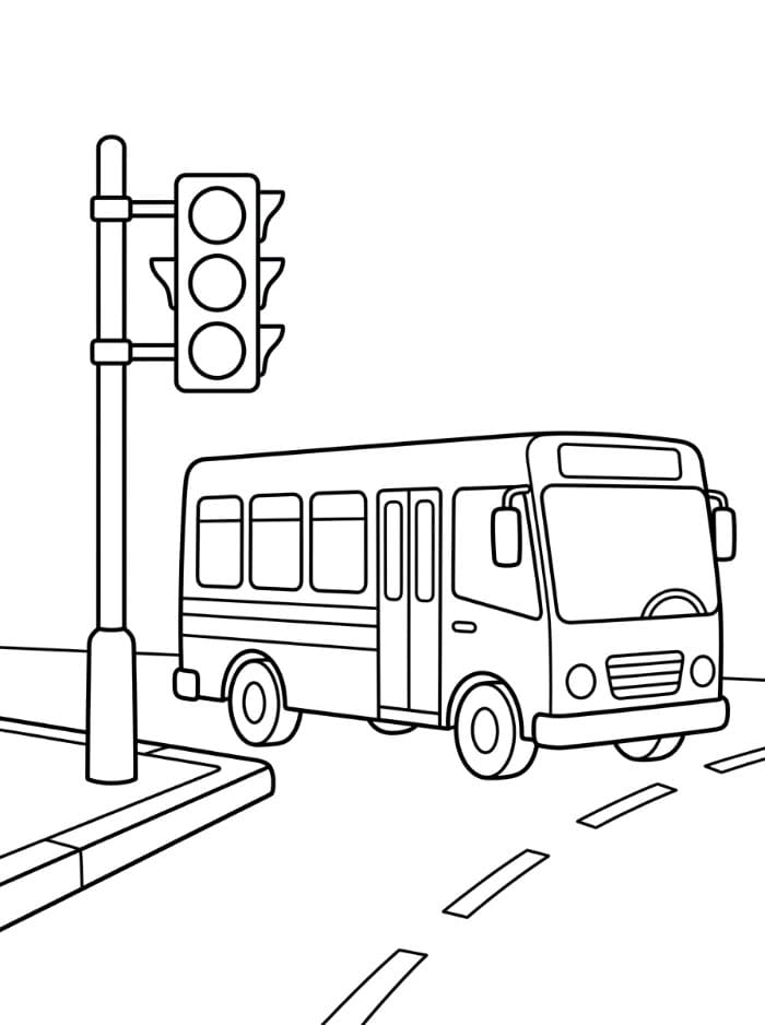Trafiklys og bus Tegninger til Farvelægning