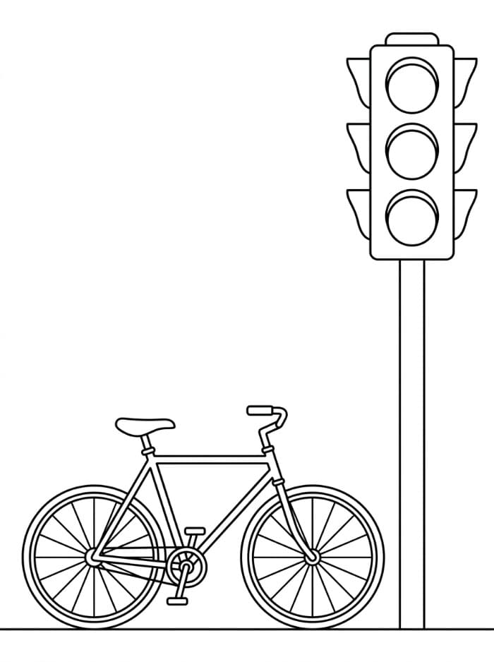 Trafiklys og cykel Tegninger til Farvelægning