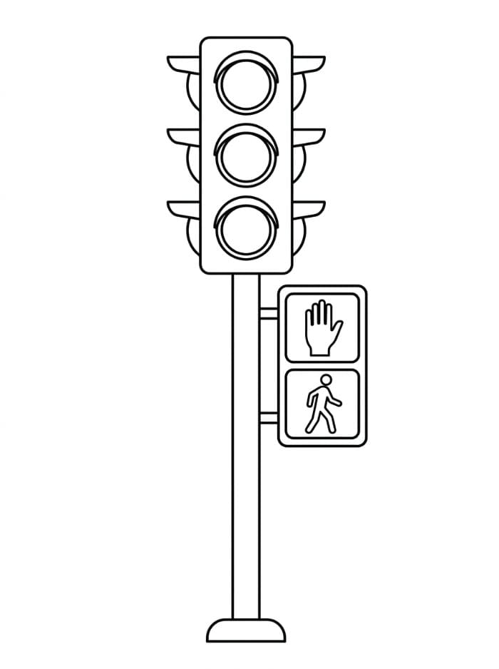 Trafiklys og fodgængersignal Tegninger til Farvelægning
